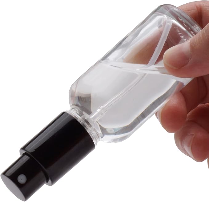 YIZHAO Clear Glass Spray Bottles 1oz, with Small Fine Mist Spray, Metal Cap, Refillable for Essential Oil,Travel,Cleaning,Perfume,Aromatherapy,Makeup – 24 Pcs
