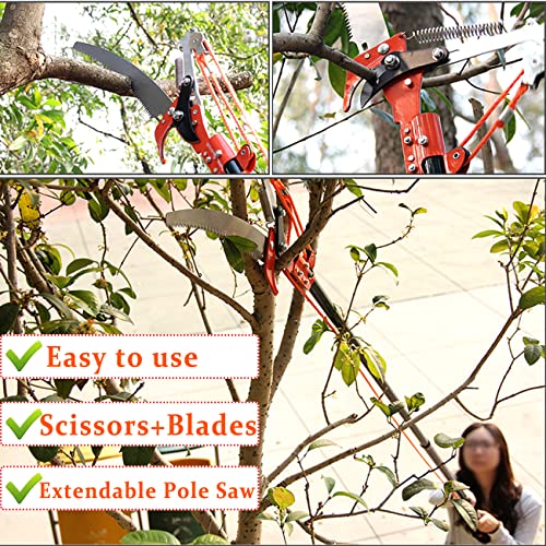 Extendable Pole Saw Head 14 Inch, High Carbon Steel Pruner with Ergonomic Grip, Professional Branch Trimmer for Tree Climb...