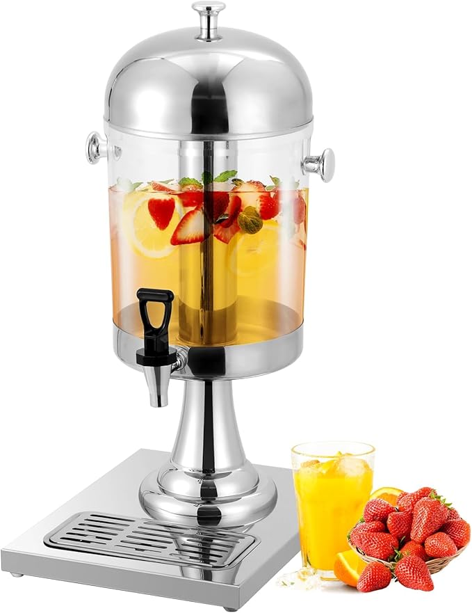 2.1 Gallons Beverage Dispenser - Drink Dispenser Glass Drink Container with Stainless Steel Spigot & Stand | Leak-Proof fo...