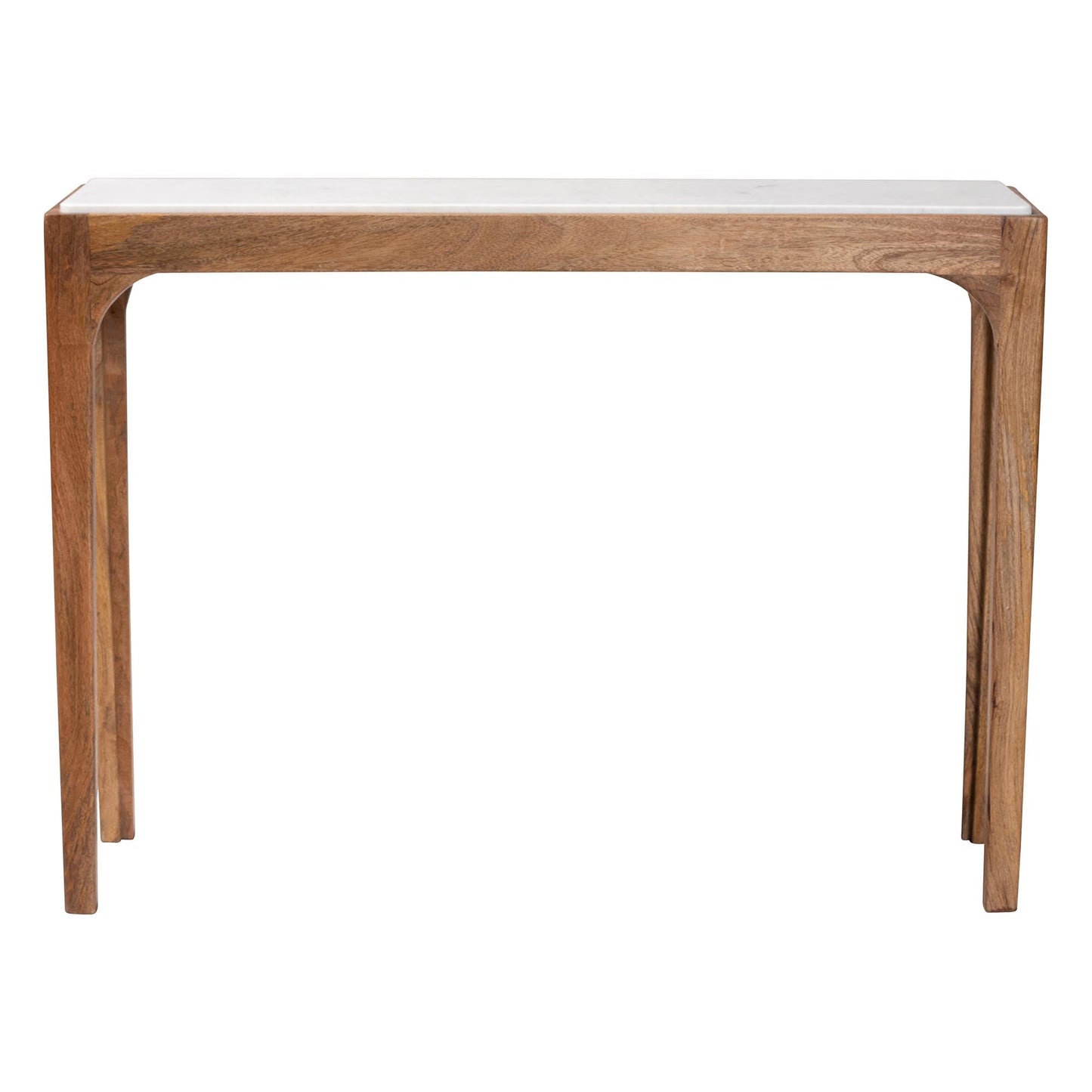 Baxton Studio Lluvia Slim Marble Console Table - Modern Accent Table with Mango Wood Frame for Entryway, Hallway, or Living Room