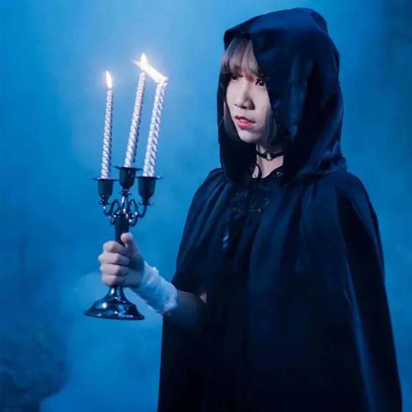 Seasons Stars SSDecor 59" Halloween Black Hooded Cloak, Full Long Witch Cloak Wizard Costume Accessories for Women Men Girls Boys Cosplay Party