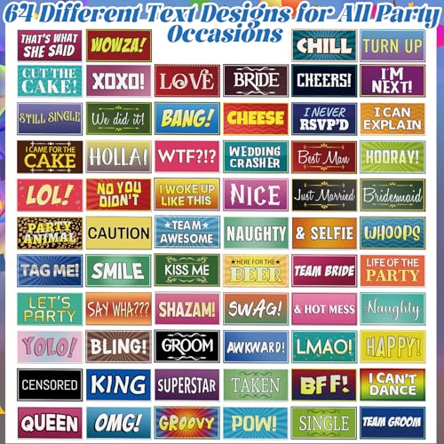 64 Designs Photo Booth Props Double Sided 11x5.5 Inch Holiday Photo Booth Props for Office Friend Christmas All Scene Birt...