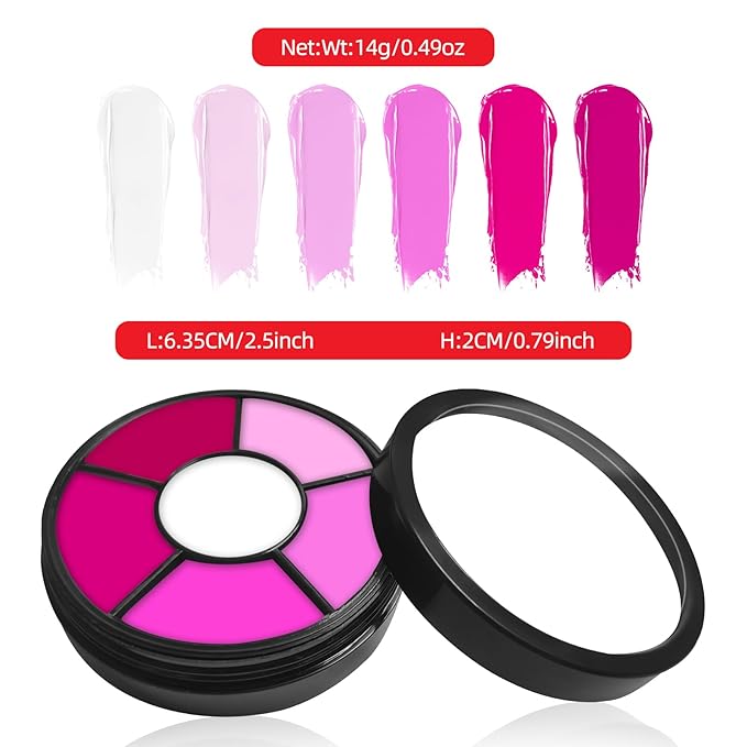 Go Ho 6 Colors Hot Pink Face Body Paint,Cream Washable Formula Face Paint for Adults Children Halloween Cosplay,Body Paint SFX Makeup Palette,Professional Face Paint Makeup