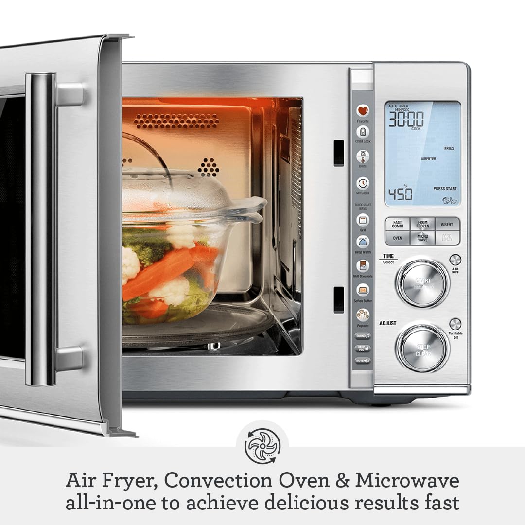 Breville BMO870BSS Combi Wave 3-in-1 Microwave, Air Fryer and Convection Oven, Brushed Stainless Steel