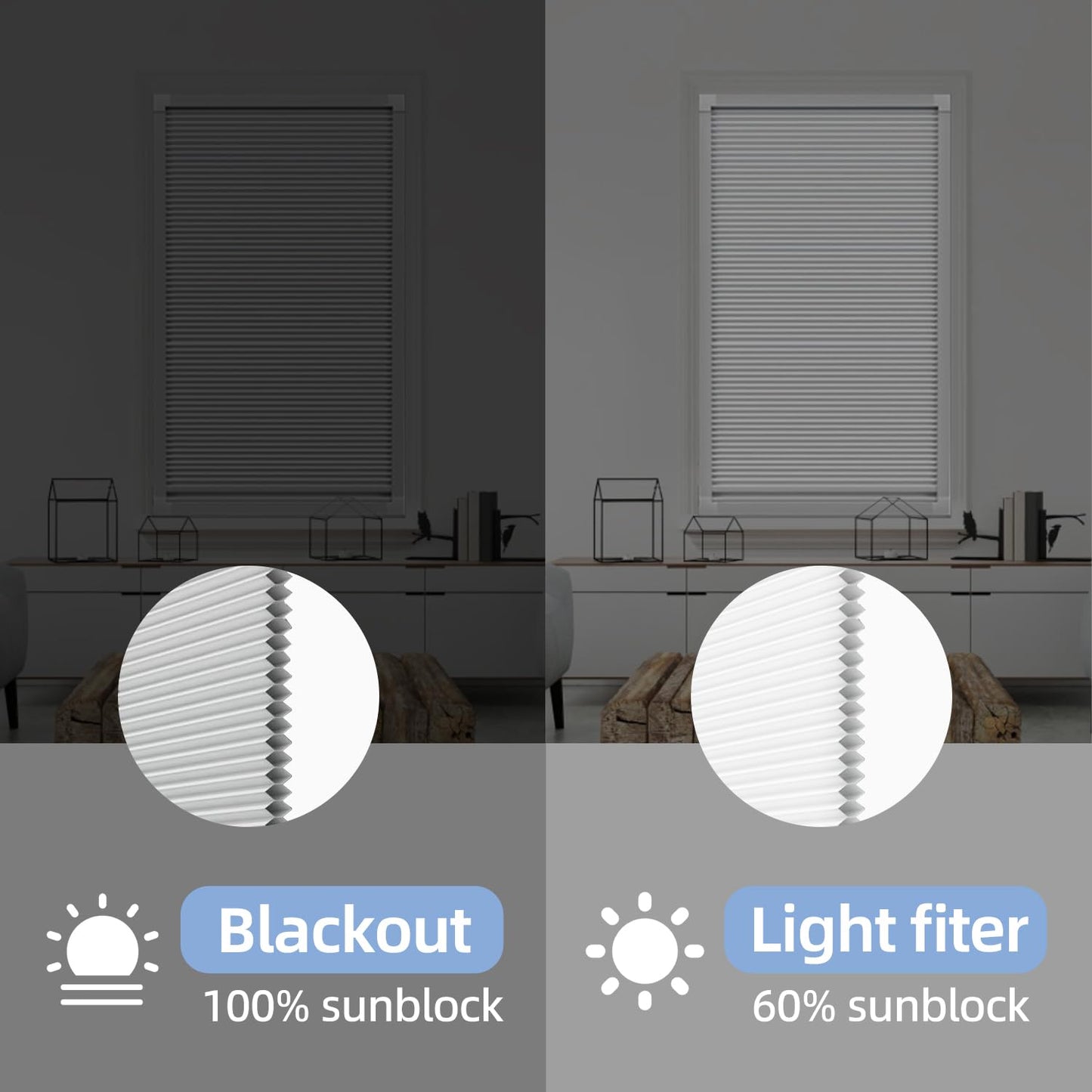 RANBOLIFE Adjustable Size Blinds for Windows, Skylight Blinds & Shades, Cordless Cellular Shades with Aluminum Frame Waterproof and Heat Insulation - Custom Cut to Size, 100% Blackout Beige