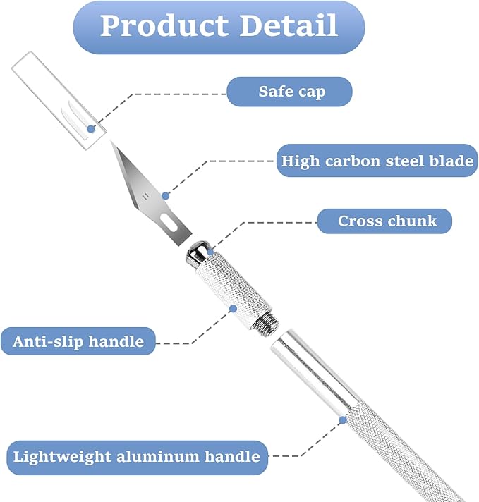 10 PCS Exacto Knife with 20 PCS Spare Sharp Blades, Profession Craft Hobby Knives for DIY, Art, Cutting, Modeling, Scrapbooking and Stencil(Black and Sliver)