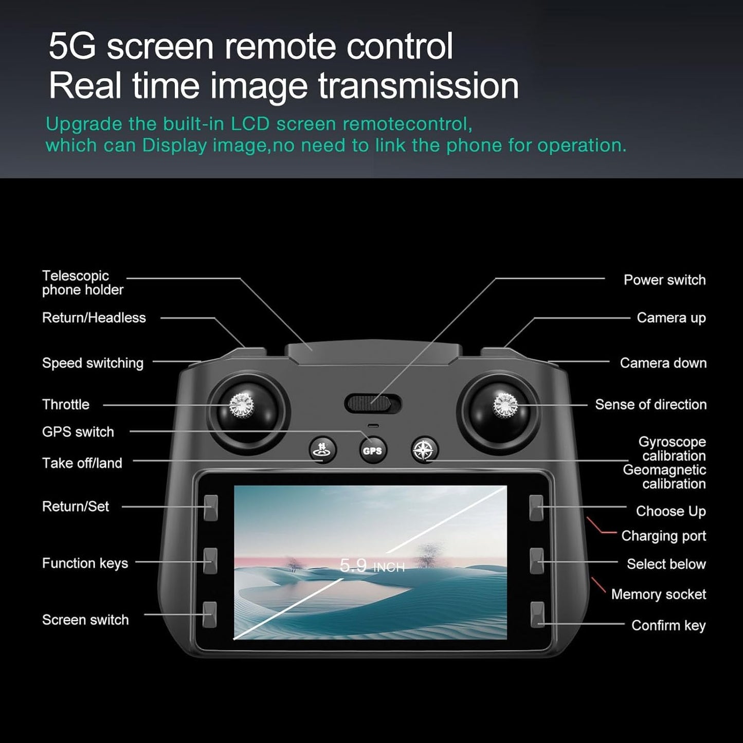 4K GPS Drone with Camera for Adults - 5G Remote Controller with 5.9 Inch Screen,Under 249g，Obstacle Avoidance, 60 Min Flight, Foldable Drone for Adults Beginners.（white）
