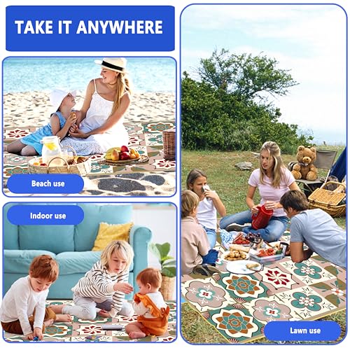 SHANQUAN Picnic Blankets Outdoor, 59''x79'' Large Beach Blanket Waterproof Sandproof Foldable Picnic Mat, Grass Lawn Park ...