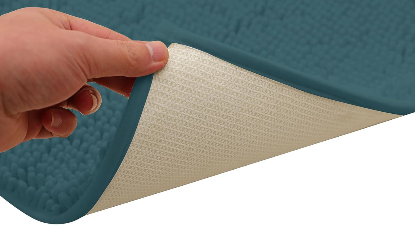 Non-Slip Bath Rug,Extra Soft Microfiber Bedroom Shag Carpet with Anti-Slip Backing,Water/Dust Absorbent Fast Dry Shower Mat,Sound Insulated Stairs Pad,Machine Washable (Turquoise,19 x 31 Inches)