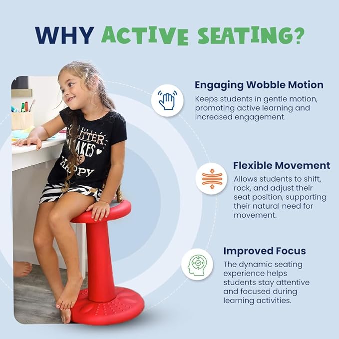 Studico ActiveChairs Adjustable Wobble Stool, Flexible Classroom Seating, Improves Focus, Posture & Helps ADHD/ADD, Sensory Chair, Active Desk Chairs, Adjusts from 16.65" to 23.75", Ages 13-18, Grey