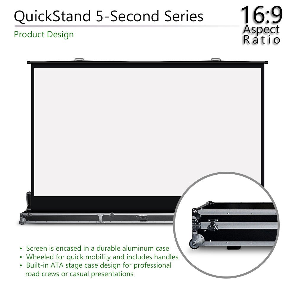 Elite Screens QuickStand 5-Second Series, 150-INCH 16:9, Manual Pull Up Projector Screen, Movie Home Theater 8K / 4K Ultra HD 3D Ready, 2-YEAR WARRANTY, QS150HD