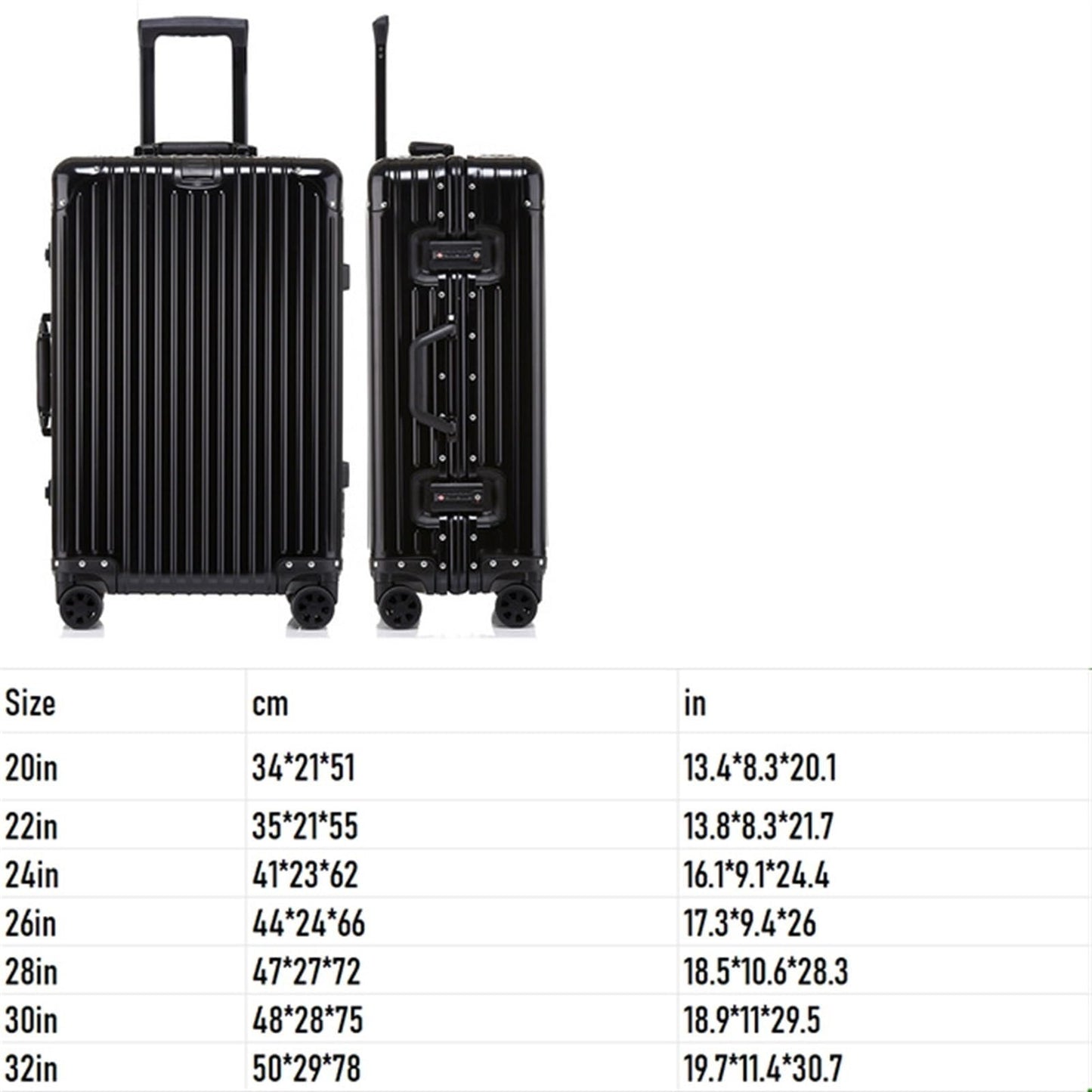 PBENO Suitcase All Aluminum Magnesium Alloy Trolley Case Aluminum Alloy Suitcase Metal Suitcase Portable Suitcase Travel Suitcase (Color : D, Size : 32inch)