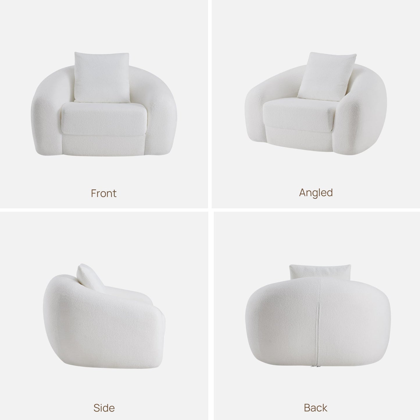 SICOTAS Sofa Couch Bed for Living Room Futon Cloud Boneless Sleeper Chair Pull Out Convertible Floor Couch in a Box with Deep Seet Single Sofa Foam Lounger No Assembly for Bedroom Apartment, White