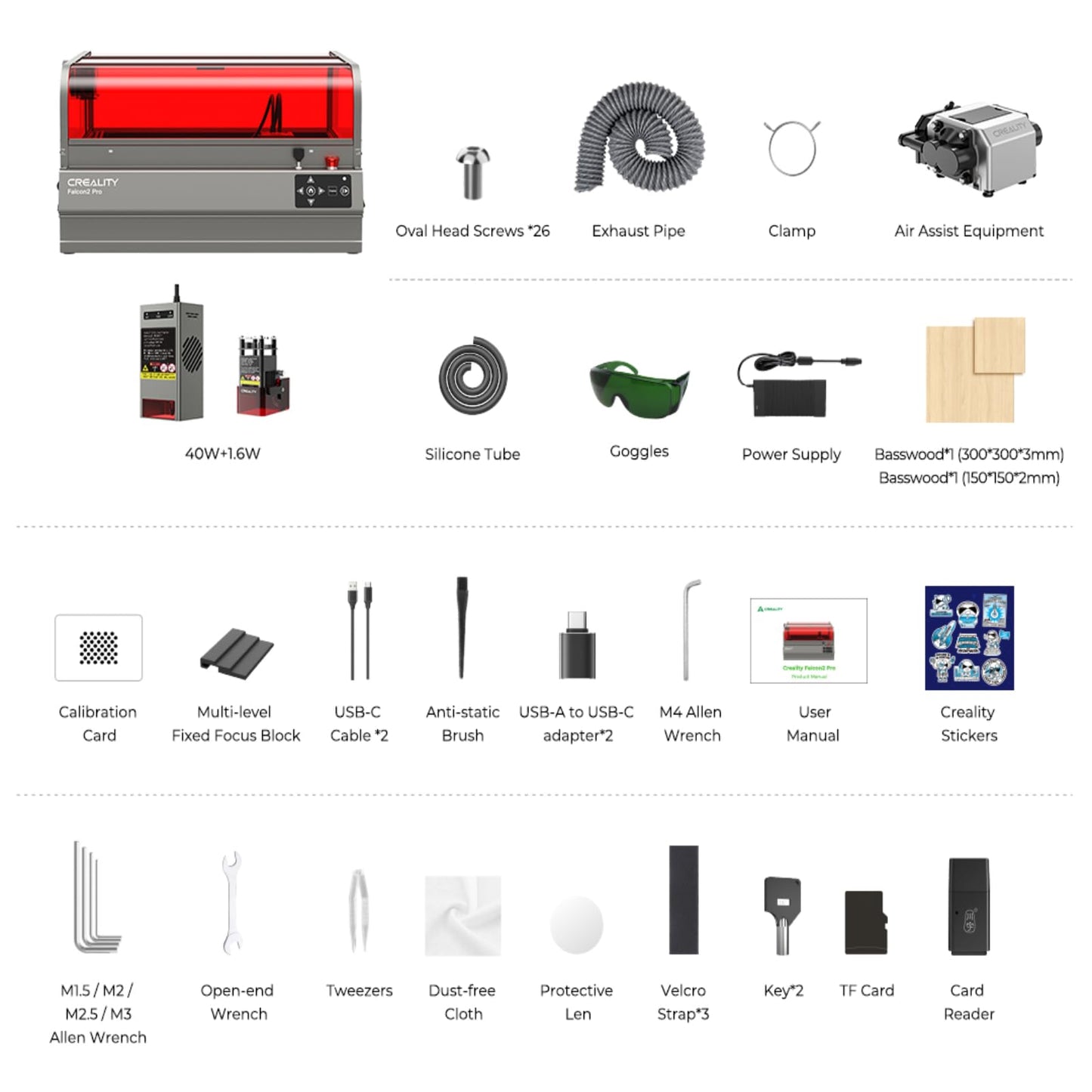 Creality Falcon2 Pro 40W Laser Engraver-Desktop Diode 240000mW Output with Integrated Enclosure, Camera&Air Assist for Batch Process, 600mm/s, Laser Cutter and Engraver Machine for Wood/Acrylic