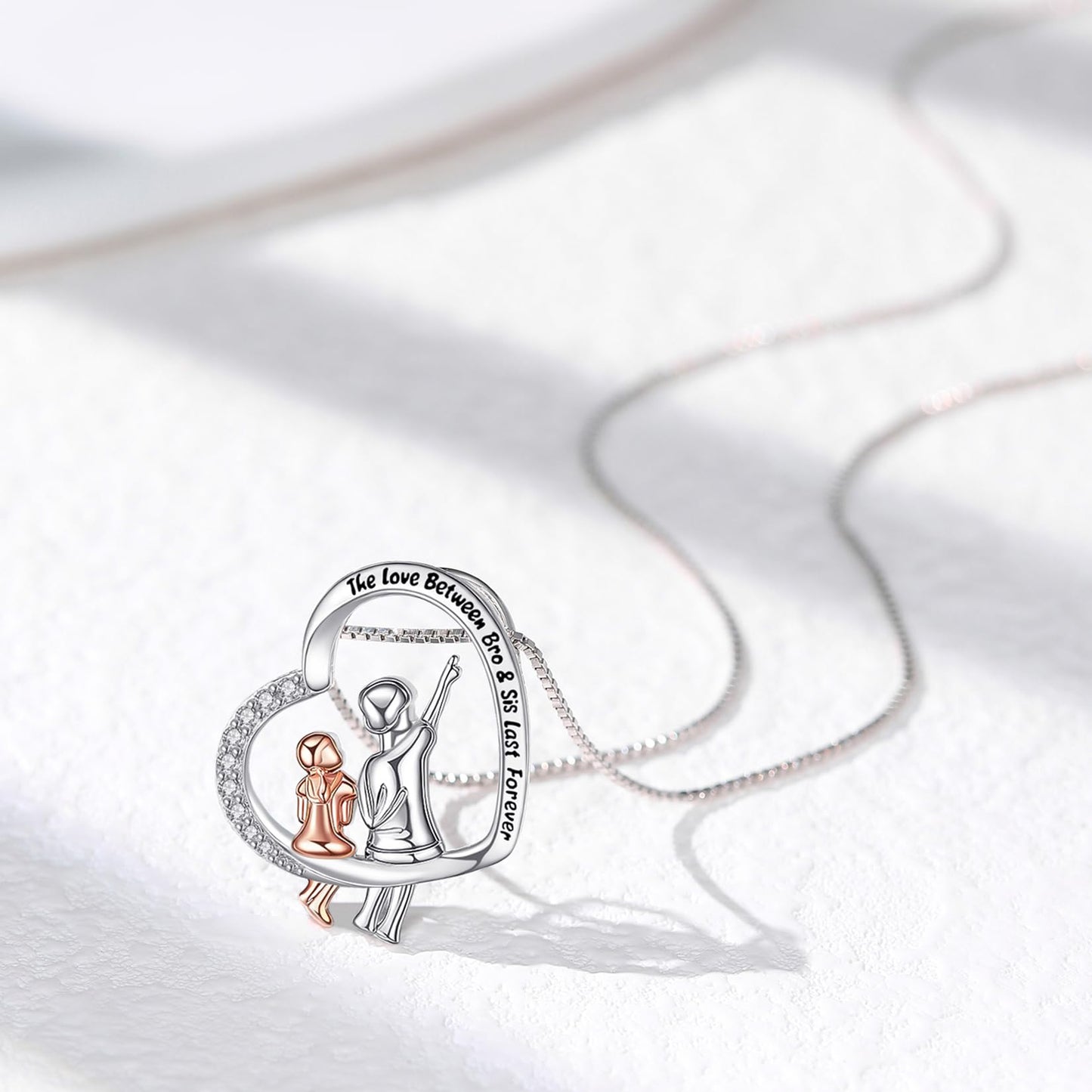 URMWMOO Gifts for Sister from Brother 925 Sterling Silver Brother and Sister Heart Pendant Necklace Jewelry Birthday Christmas Graduation Gifts for Women