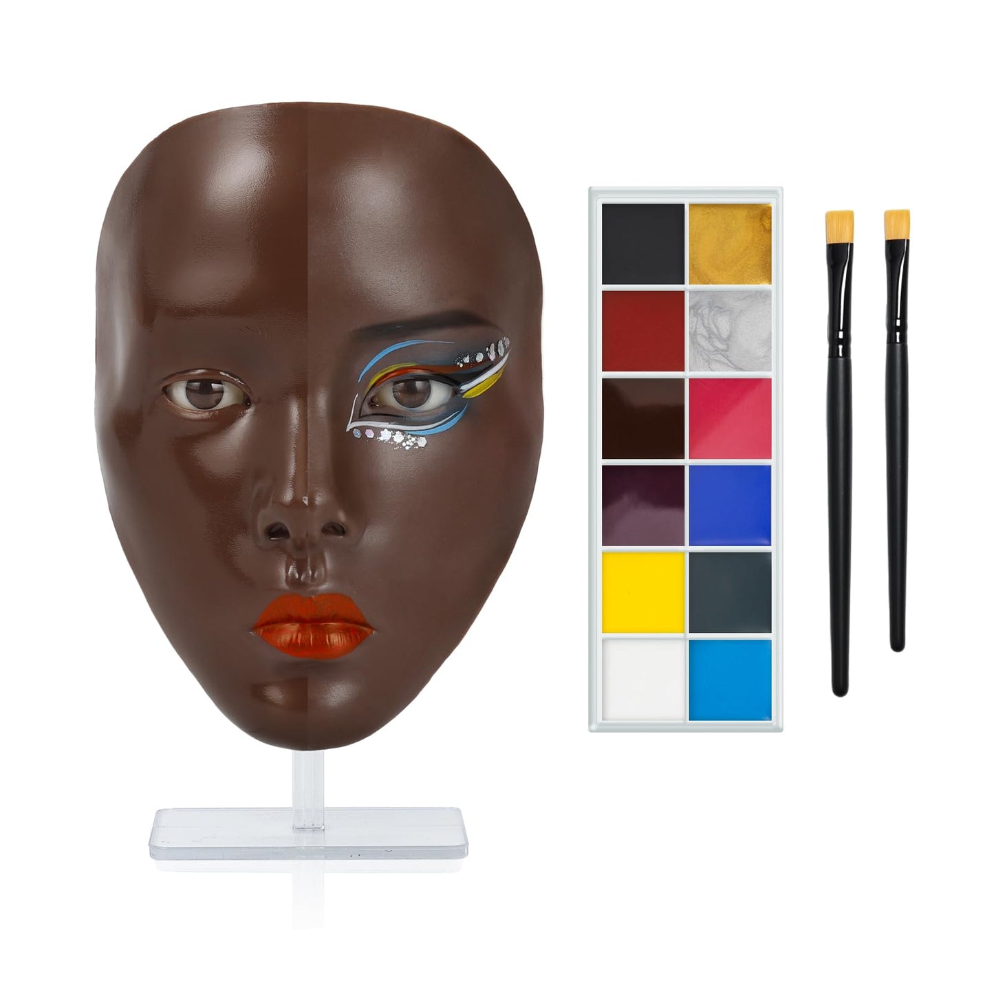 Hongmed Makeup Practice Face,Makeup Practice Face Board with 1 PC Face Painting and 2Pcs Makeup Brushes for Face Painting/ Stage
