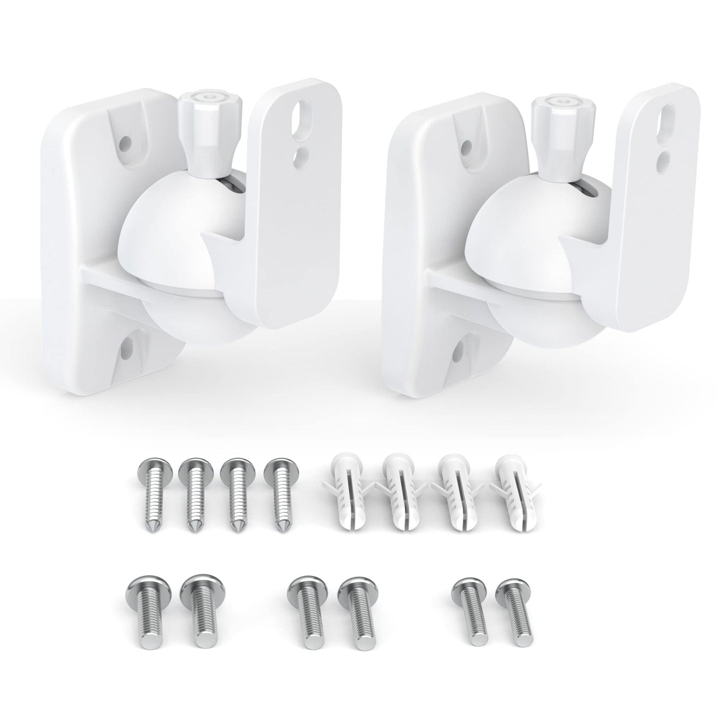Homemount Speaker Wall Mount Brackets - Surround & Bookshelf Speaker Wall Mounts Kit, Holds Up To 8 Lbs, 2 Pack, White