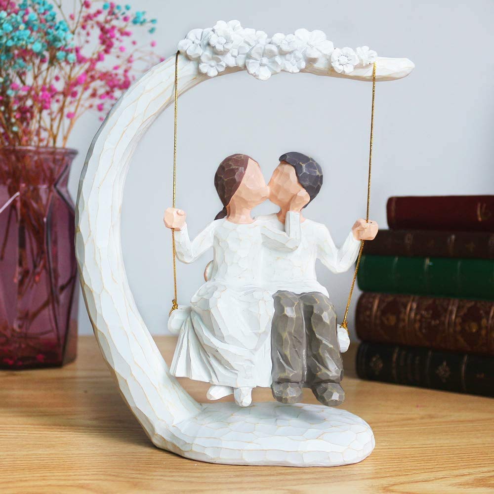 YLSMILE Wedding Gifts for her from Husband Romantic, Wedding Gifts for Couple Wife Parents, 9 Inch Hand Painted Together Love Couple Figurines for Anniversary
