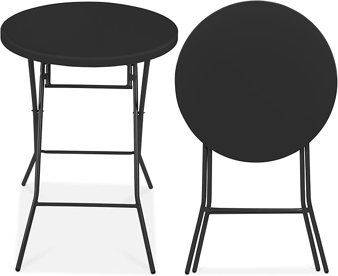 Best Choice Products 32in Bar Height Folding Table, Round Indoor Outdoor Accessory for Patio, Backyard, Dining Room, Event...