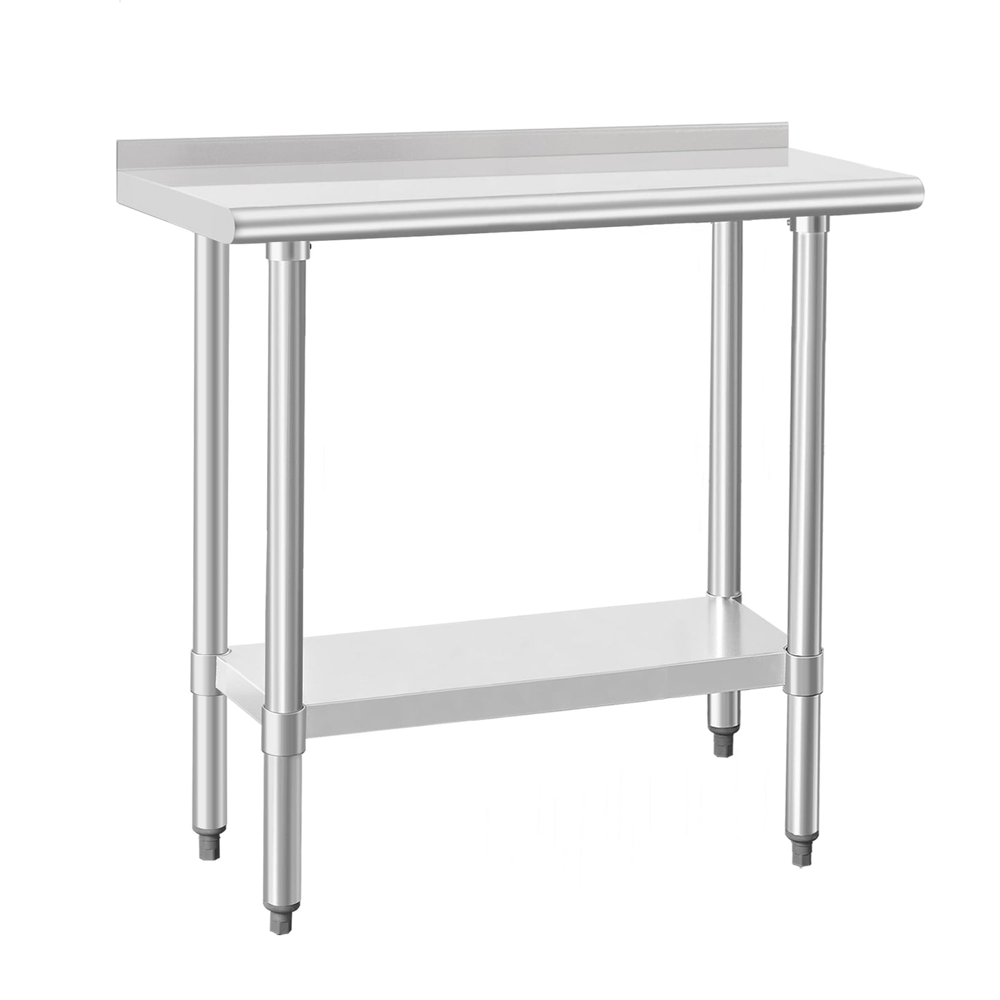HARDURA Stainless Steel Commercial Work Table Prep Work Metal Table 14×36 Inches with Undershelf and 2" Backsplash Heavy Duty NSF 430 for Kitchen Food Prep