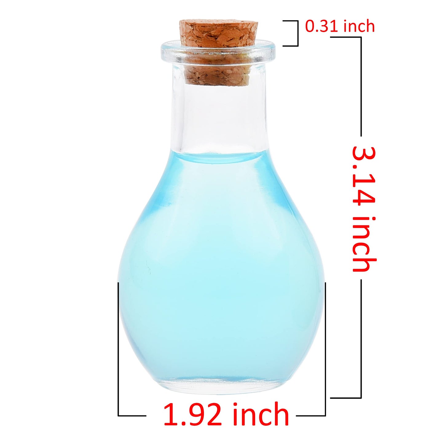 Eco-Fused Cosplay Potion Bottle 2x Small - Clear Spherical Cosplay, Wizard, Witch Costume Accessory - Incl. Cork Stopper, Black Faux Leather Sleeve Holder, Belt Loop