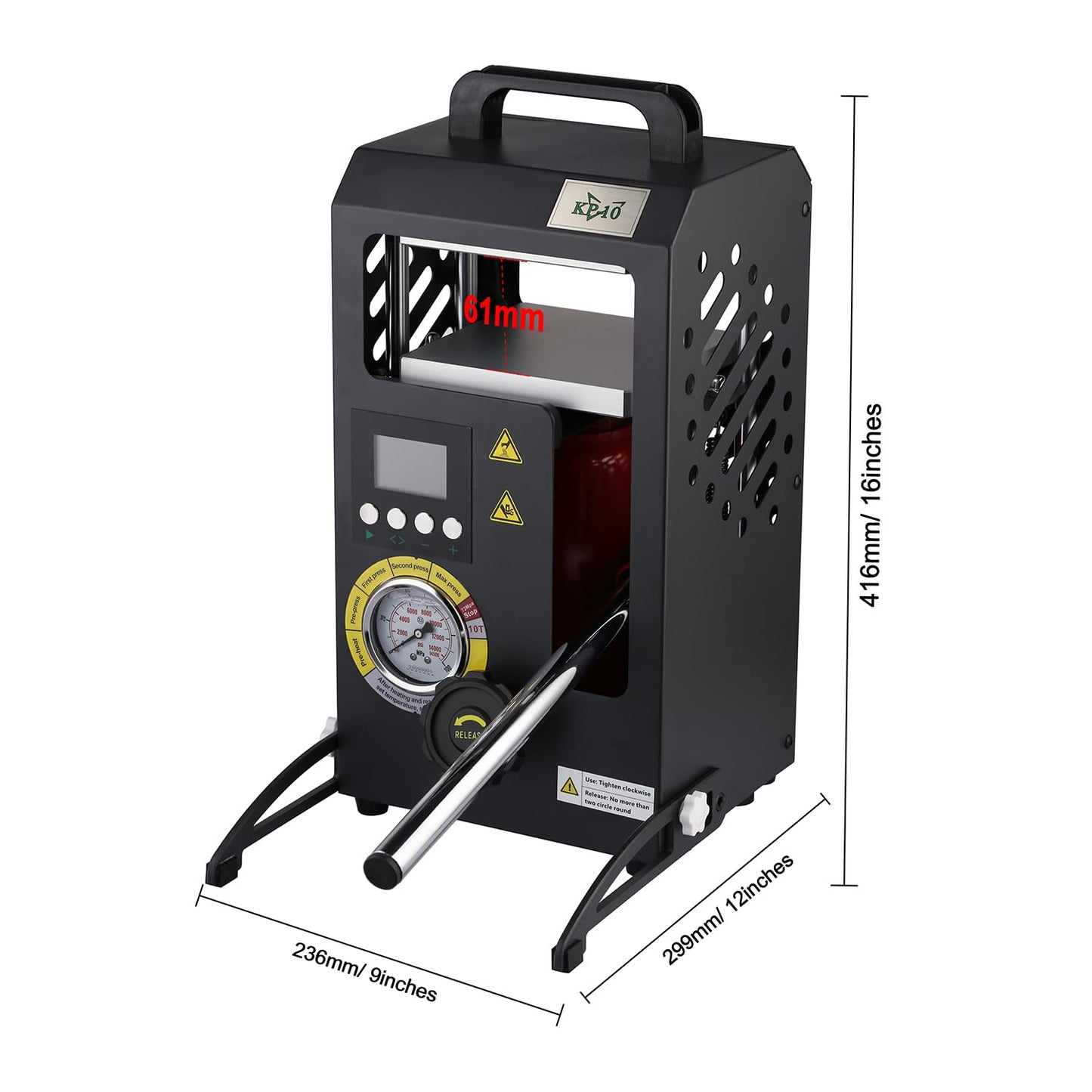 Heat Press Machine with 5.5" X 5.5" Dual Heated Plates 10 Tons Manual Press with LCD Digital Display Screen & Precise Pressure Gauge 110V/220V