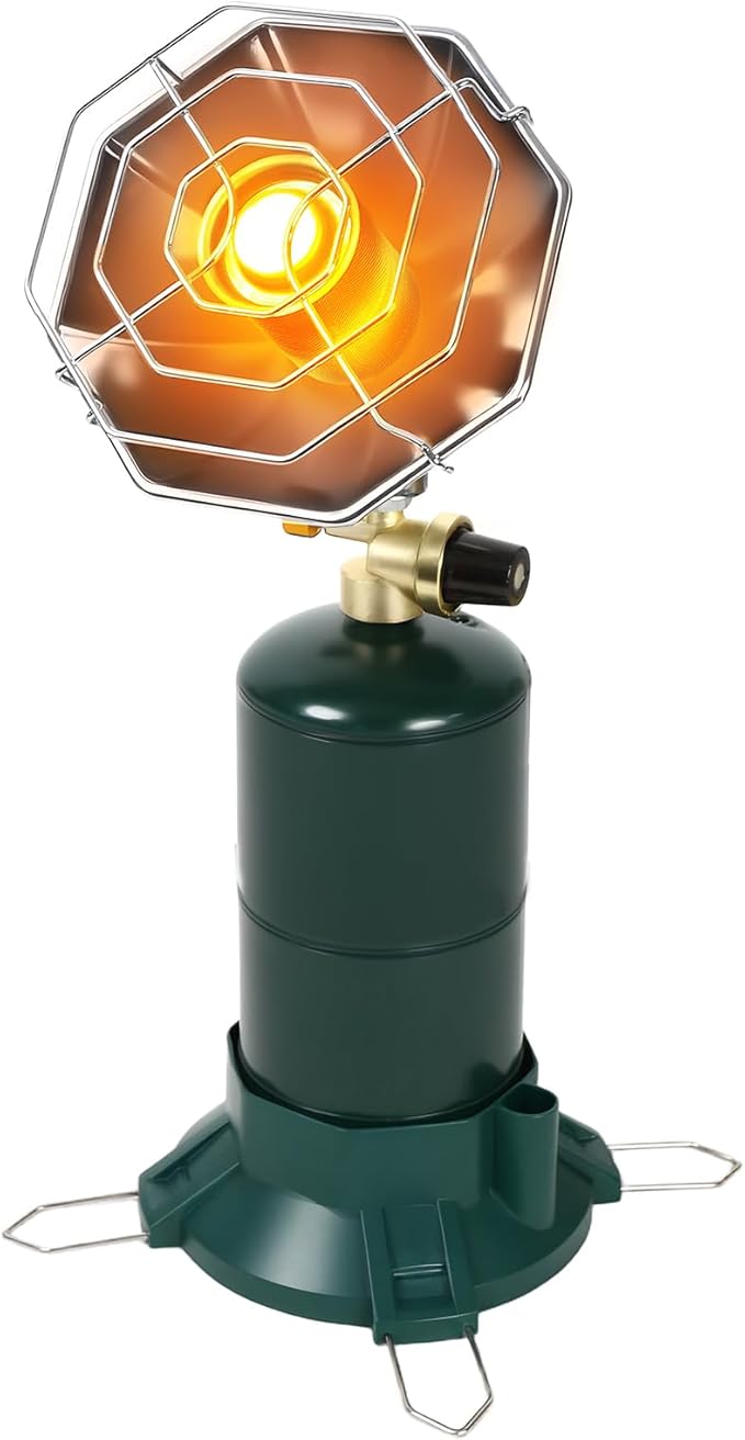 Breeze Touch Portable Propane Heater for Camping, 6200 BTU Outdoor Heater with Foldable Gas Tank Holder and Control Valve,...