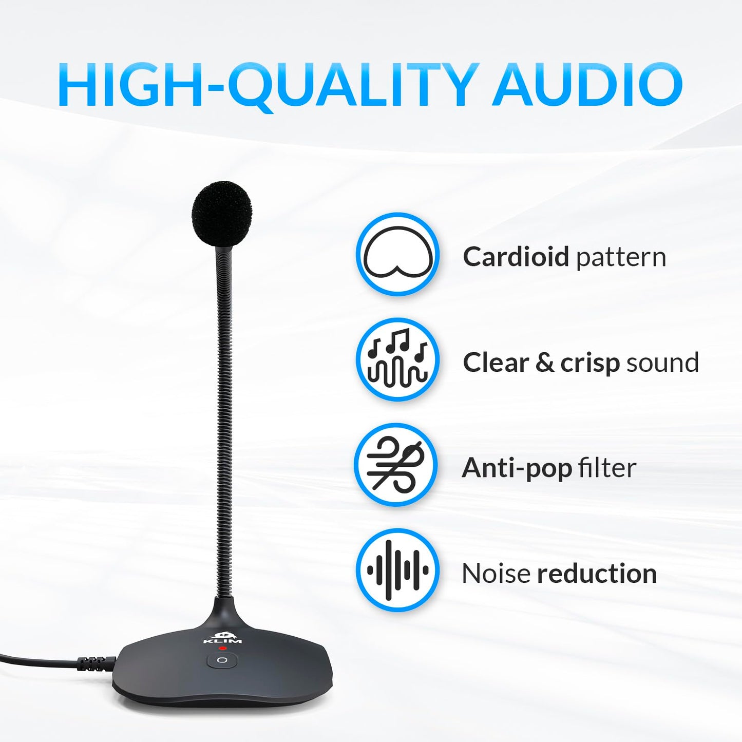 Klim Talk Usb Desk Microphone For Computer - New - Compatible With Any Pc Laptop Mac - Professional Desktop Mic With Stand - Rec