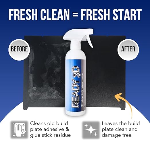 Printer High Quality Build Plate Cleaner, Non-Toxic, No Odor, Easy Clean, Rinse-Free Formula, Includes 12"x12" Microfiber Cleaning Towel (Build Plate Cleaner and Microfiber Cleaning Cloth)