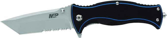 Smith & Wesson M&P Officer 7.25in High Carbon S.S. Ultra Glide Folding Knife with 3.25in Tanto Blade and G10 Handle for Ou...