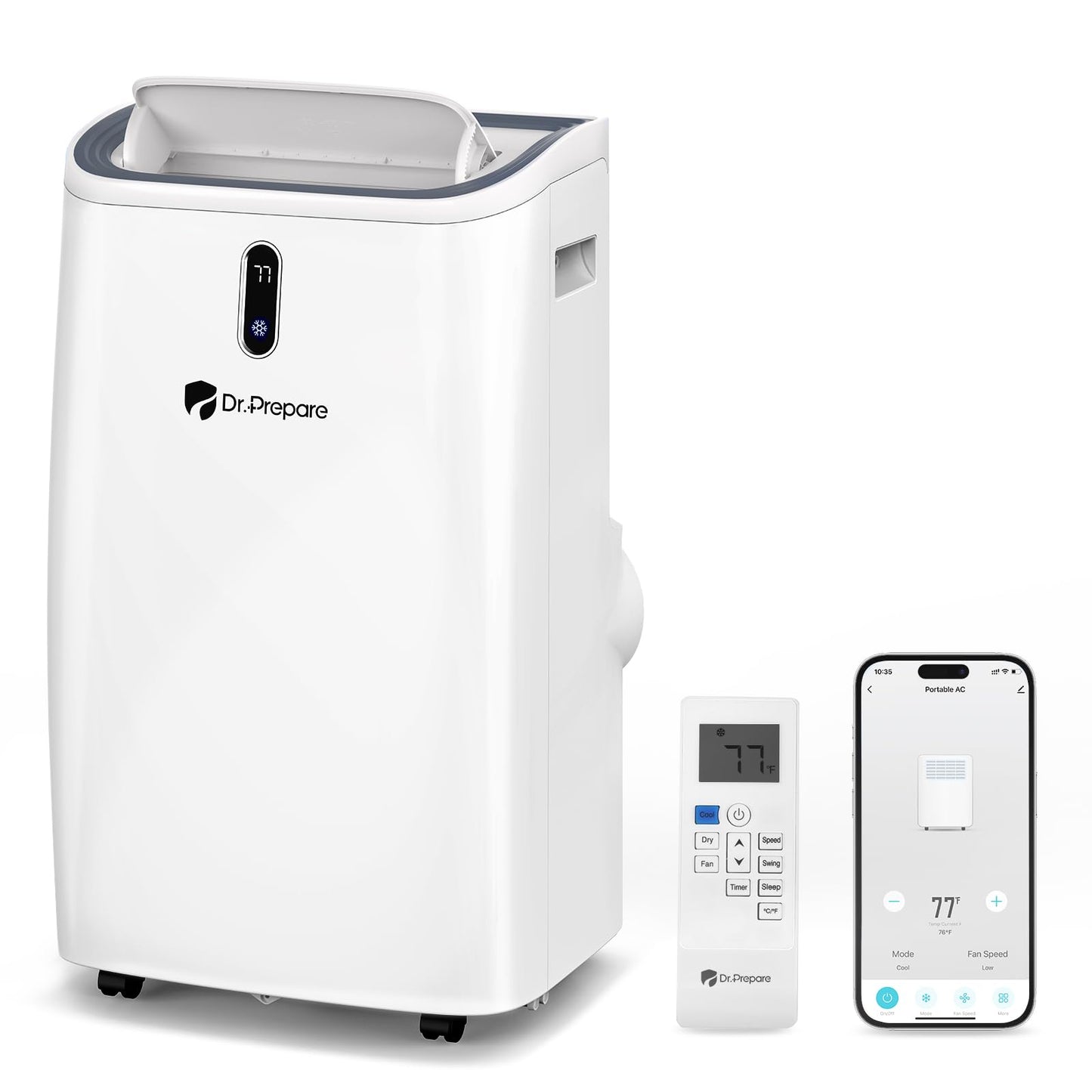 Dr.Prepare 14,000 Btu Portable Air Conditioner With Wifi Enabled, Cooling, Dehumidifier, Fan & Sleep Modes 4-In-1 Portable Ac W/