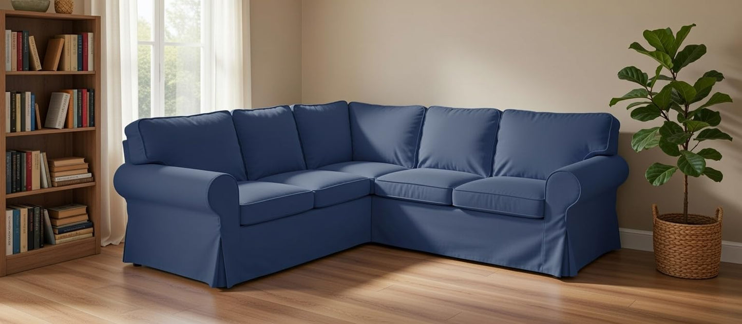 The Thick Cotton IKEA Ektorp 2 2 Sofa Cover Replacement is Custom Made for IKEA Ektorp Corner Or Sectional Sofa Slipcover (Dark Blue)