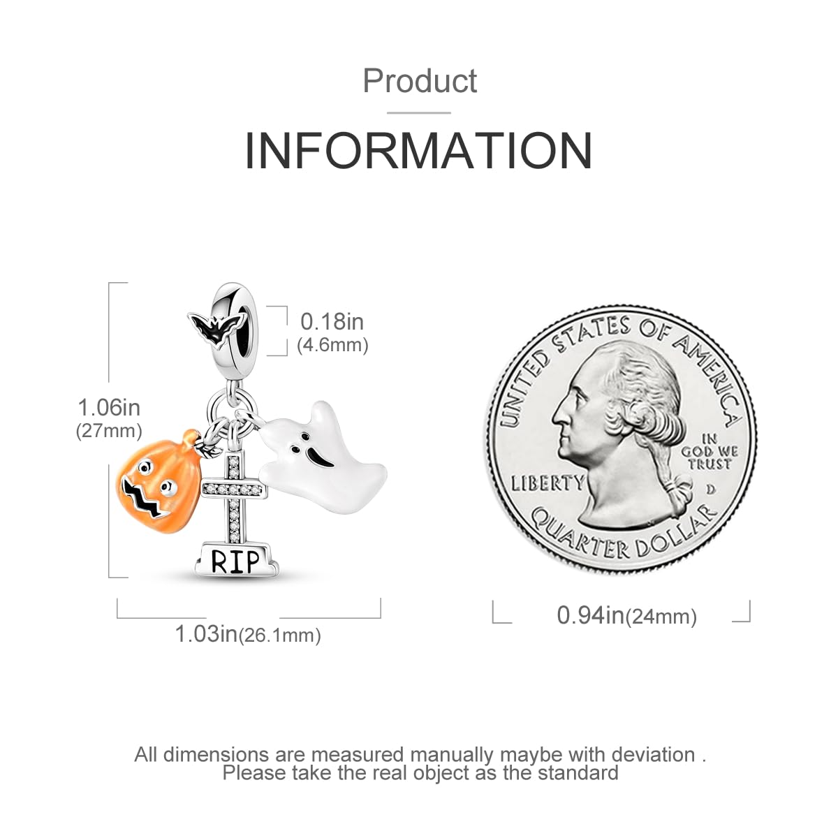 Parmuz Halloween Pumpkin Charms Ghost Black Cat Cross Charm Sterling Silver 925 Halloween Horror Beads for Bracelet/Necklace Jew