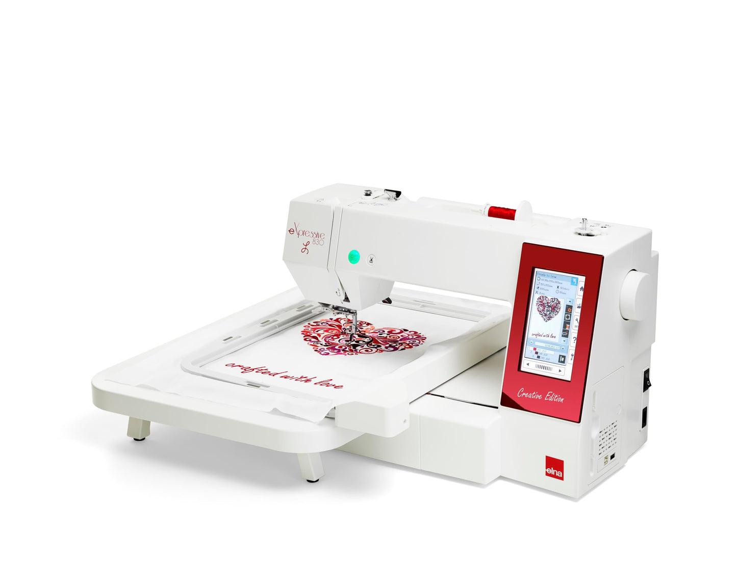 Elna eXpressive 830L Creative Edition computerized Embroidery-Only Machine with extra-large embroidery field 7.8" x 14.1", Superior Needle Threader, 4 Included Hoops, Thread Sensors and Thread Cutters