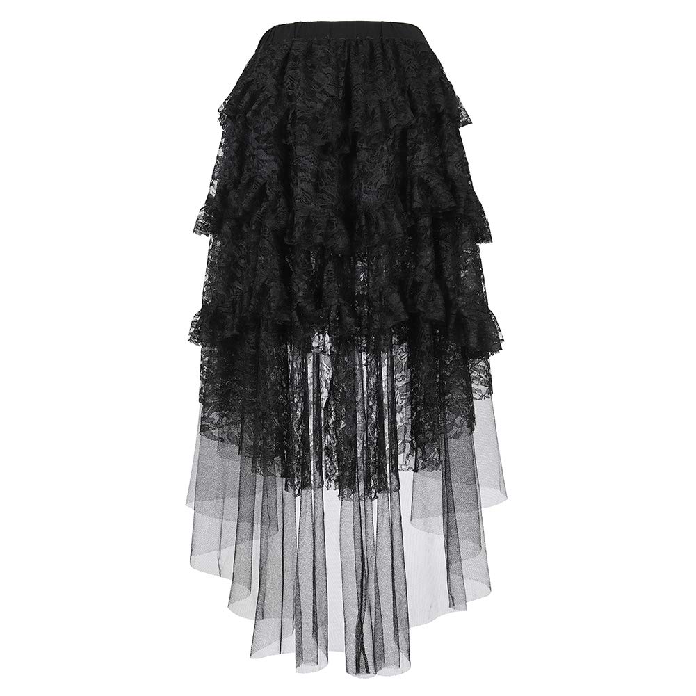 Zhitunemi Plus Size Steampunk Costume for Women Black Skirt Gothic Dress Renaissance Skirt Black X-Small