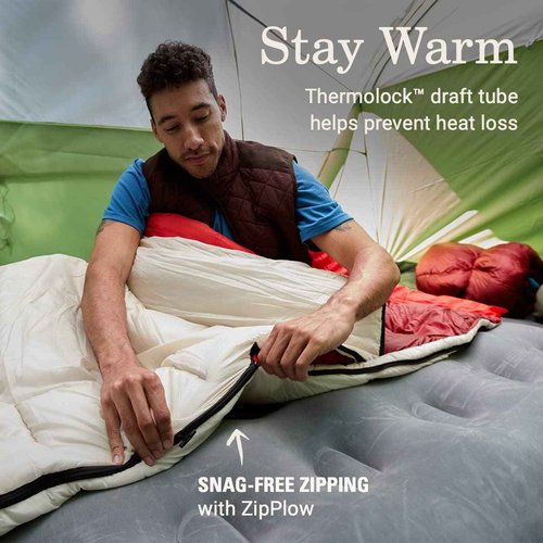 Coleman Flatlands 30/40/50°F Sleeping Bag, Made from 100% Recycled Material, Big & Tall Options, Cool-Weather Sleeping Bag for Camping, Sleepovers, Guests & More