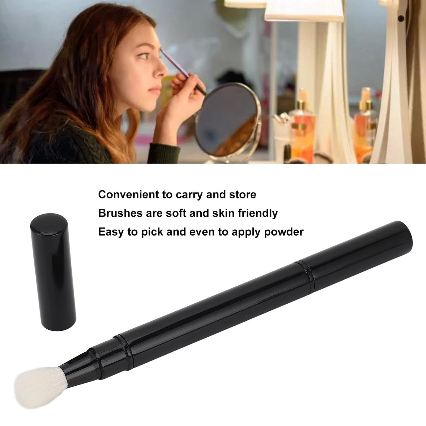 Chazcool Dual Ended Eyeshadow Brush, Blending Eyeshadow Brush with Cap, Eye Makeup Brushes for Outdoor Travel
