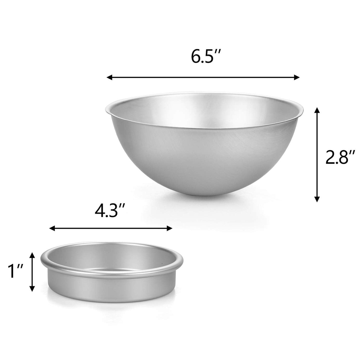 Hedume Set of 8 Cake Sphere Pan, 6.5 Inches 3D Sports Ball Cake Pan to Create Any Ball Shaped Cake, Includes 4 Semicircles and 4 Chassis