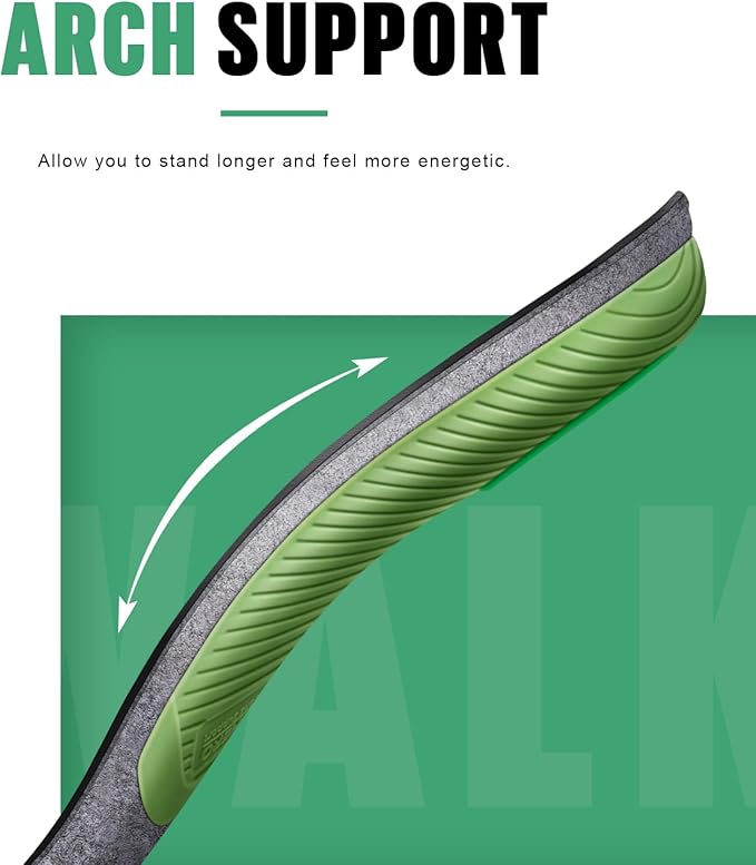 WalkHero Plantar Fasciitis Insoles - Medium Arch Support Inserts for Men & Women with Comfort Cushion | Orthotic Inserts to Relieve Foot Pain and Provide Shock Absorption (Green) Mens 14-14 1/2