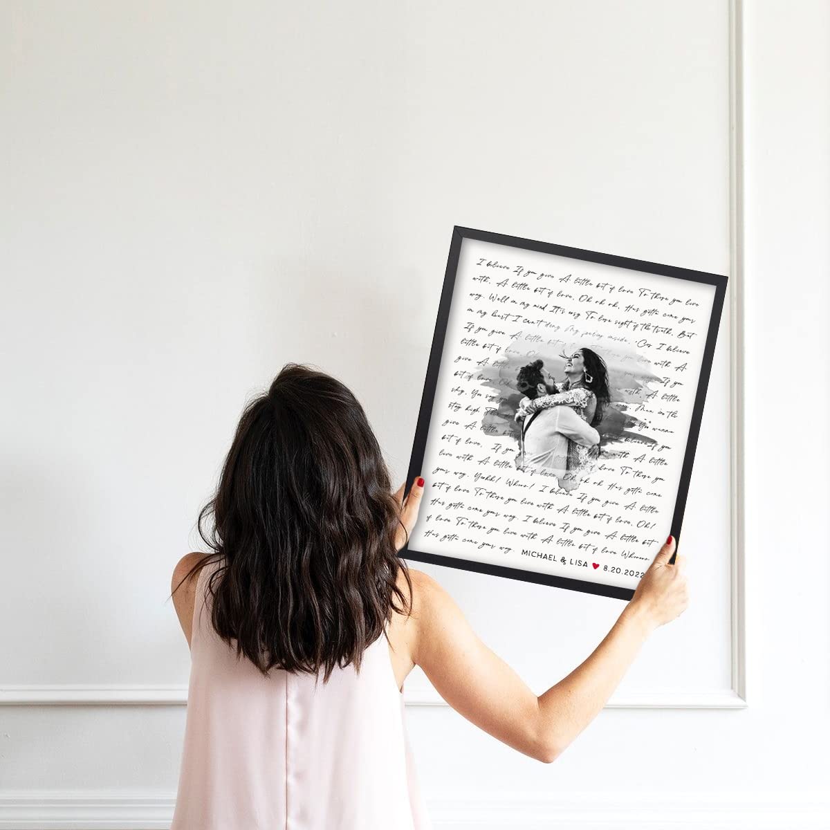 Personalized Song Lyrics Wall Art - Custom Wedding Photo Couples - Anniversary Wedding Gift for Him or Her - Song Lyrics - Valentines Gift for Wife or Husband - Canvas and Framed Options