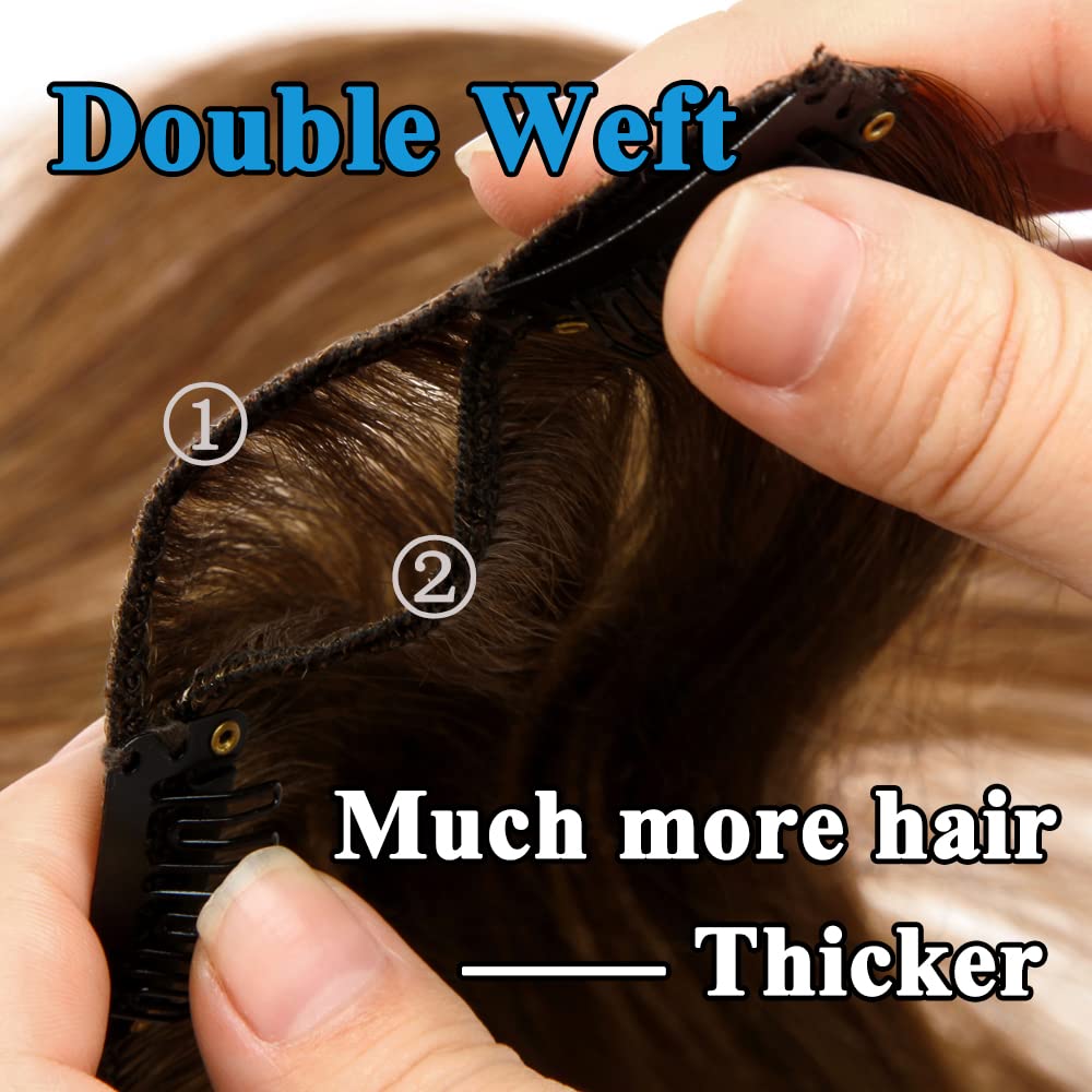MY-LADY #27 Dark Blonde Double Weft Clip in 100% Remy Human Hair Extensions 14''-22'' Grade 7A Quality Full Head Thick Thickened