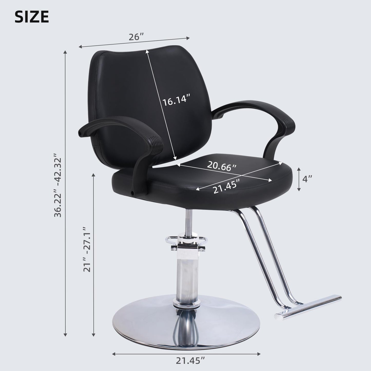 Zevemomo Barber Salon Chair for Hair Stylist, Heavy Duty Hydraulic Pump with 360° Swivel, Adjustable Height Spa Beauty Equipment for Barbershop, Home 350LBS Capacity, Black