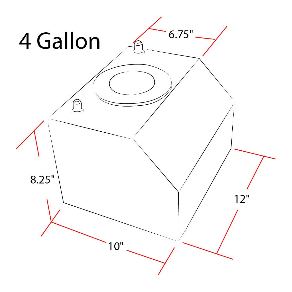 DNA MOTORING 4 Gallons Aluminum Bottom-Feed Fuel Cell Gas Tank 10" (L) x 12" (W) x 8.25" (H),ALU-FT-B-BF-4G-BK