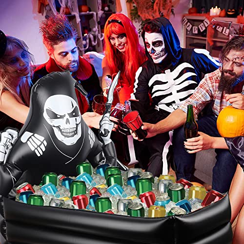 44 Inch Inflatable Grim Reaper Coffin Cooler Halloween Party Supplies 120+ Cans Large Capacity Inflatable Drink Holder for...