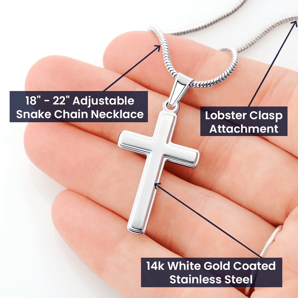 FG Family Gift Mall Grandson Birthday Gifts From Grandma Present For Grandson From Grandmother To My Grandson Necklace From Grandparents Cross Chain with Message Card and Gift Box, Stainless Steel,