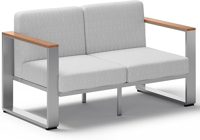 ComfCove Outdoor Aluminum Loveseat, Modern Patio Patio Furniture with Wide Seat and Thick Cushions, All-Weather Oversized Couch for Deck, Porch