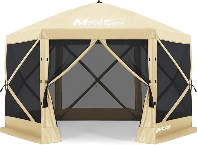 MASTERCANOPY 10x10FT Pop Up Gazebo Screen Tent - Instant Screen House with Netting, Quick Set, Outdoor Canopy Shelter with...