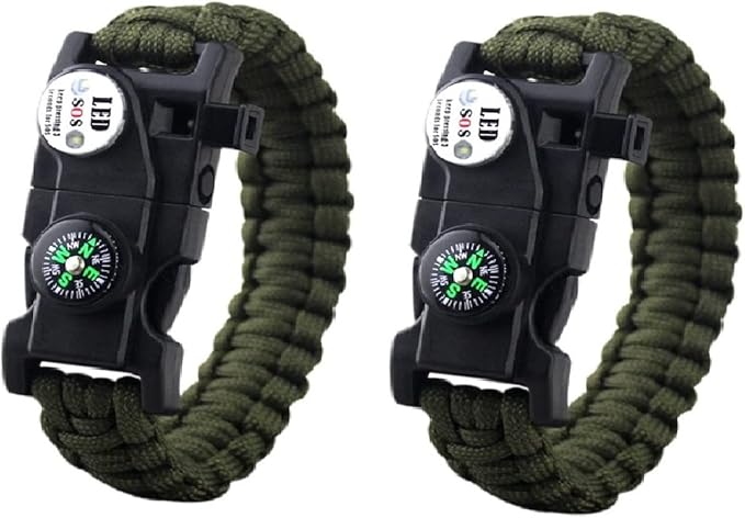 Galaxy 21 in 1 Survival Bracelet, Paracord Emergency Outdoor Sports Wristband Kit Waterproof Compass, SOS LED Light, Therm...