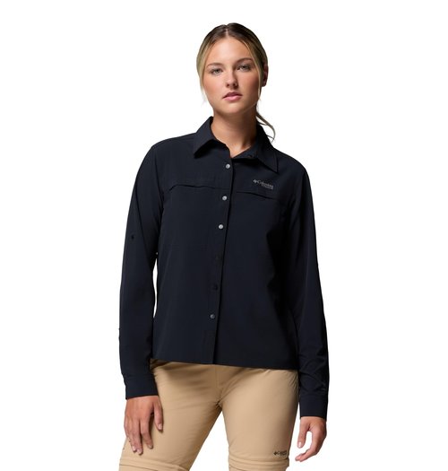 Columbia Women's Summit Valley Woven Long Sleeve Shirt, Black, Large