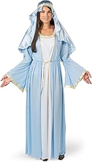 Fun Express Virgin Mary Costume for Women - Biblical Christmas Costumes for Adults | Deluxe Blue Robe with Gold Trim & Hea...